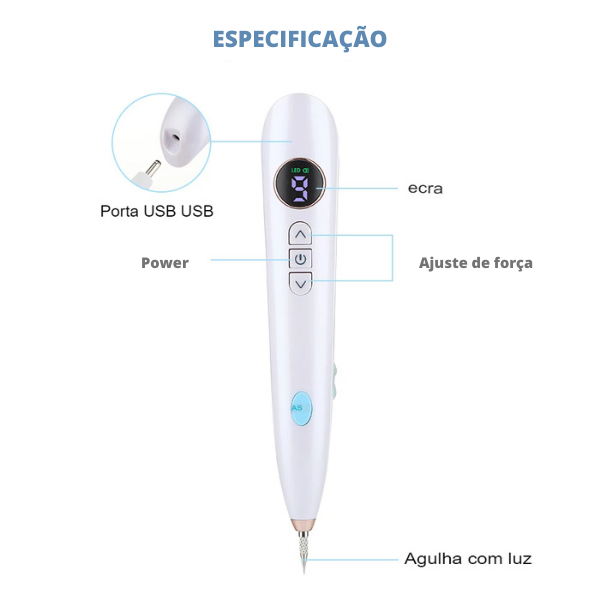 Kit Caneta de Plasma a Laser para remoção de Sarnas, Cravos e Verrugas